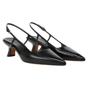 Vince Bianca Leather Slingback Heel Black Pointed Toe Kitten Heel US 8.5-$350